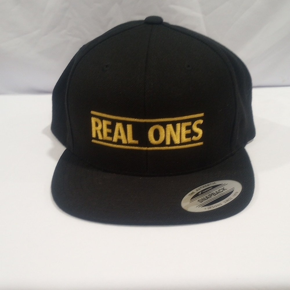 REAL ONES Pod Cast Cap Classic Black With Embroidered Logo.